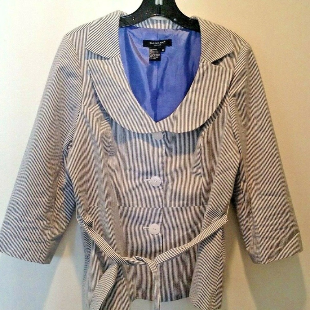 SANDRO SPORTSWEAR STRIPED JACKET TIE SIZE M